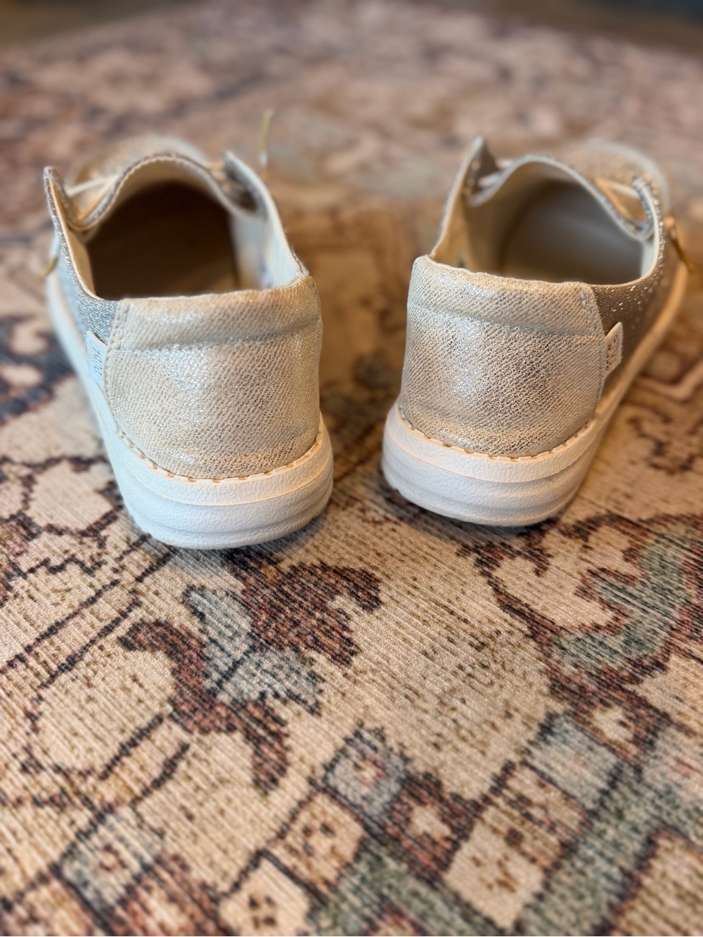 Hey Dude Womens Glitter Slip-On Flats - Silver/Gold - Picture 4 of 5